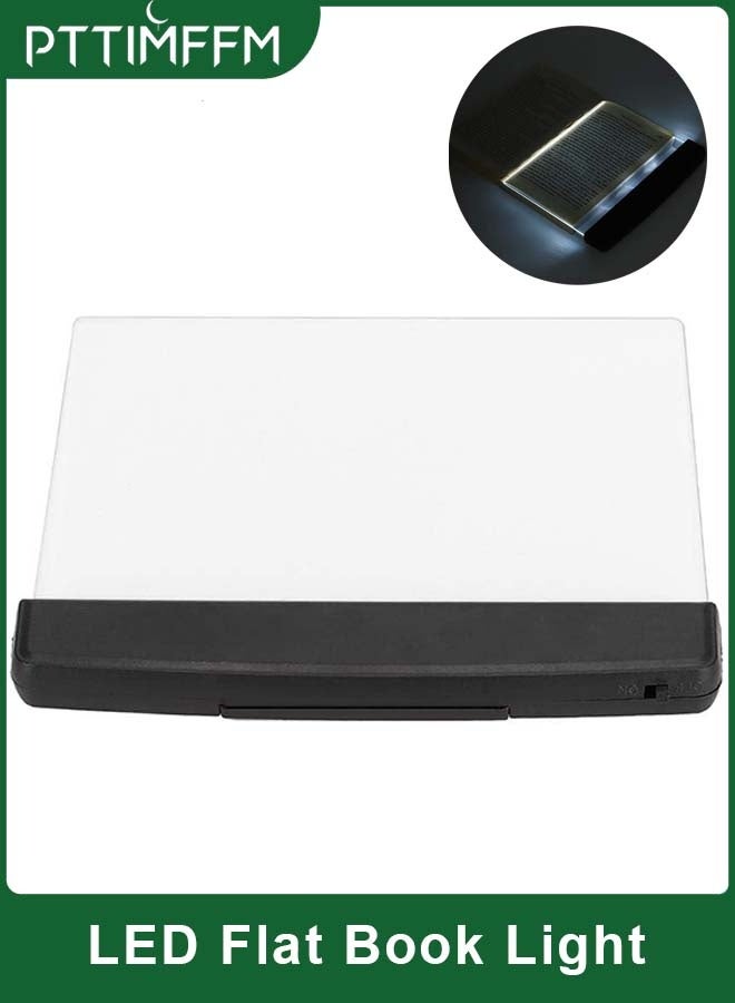 PTTIMFFM LED Flat Book Light, Full Page Illuminator with Eye-Friendly Warm Light, Adjustable Brightness & Portable Battery-Powered Design - Image 1