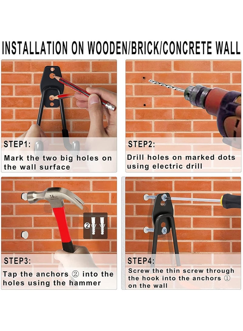 NANAO Garage Hooks Heavy Duty 12 Pack， Utility Steel Wall Hooks Rack Garden Tool Organizer Garage Organization Hooks Wall Hanger Bike Hooks for Garage Storage Ladders,Bikes and Broom Holder (Black) - Image 5