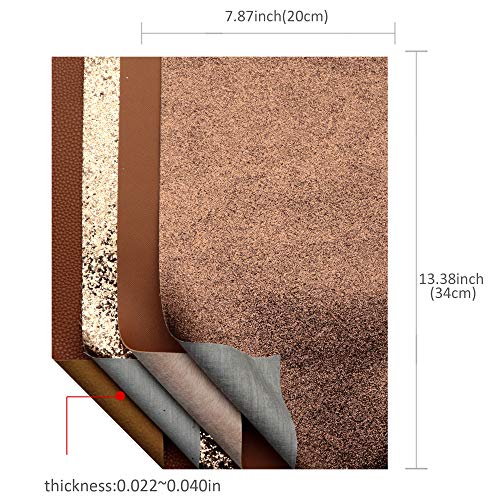 David accessories 8pcs/Set 7.7" x 12.9" (20 cm x 33 cm) Brown Color Series Faux Leather Sheets Glitter Mixed Synthetic Leather Sheets Bundles for Leather Earrings Bows Making - Image 3