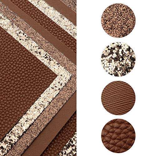 David accessories 8pcs/Set 7.7" x 12.9" (20 cm x 33 cm) Brown Color Series Faux Leather Sheets Glitter Mixed Synthetic Leather Sheets Bundles for Leather Earrings Bows Making - Image 2