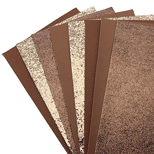 David accessories 8pcs/Set 7.7" x 12.9" (20 cm x 33 cm) Brown Color Series Faux Leather Sheets Glitter Mixed Synthetic Leather Sheets Bundles for Leather Earrings Bows Making - Image 4