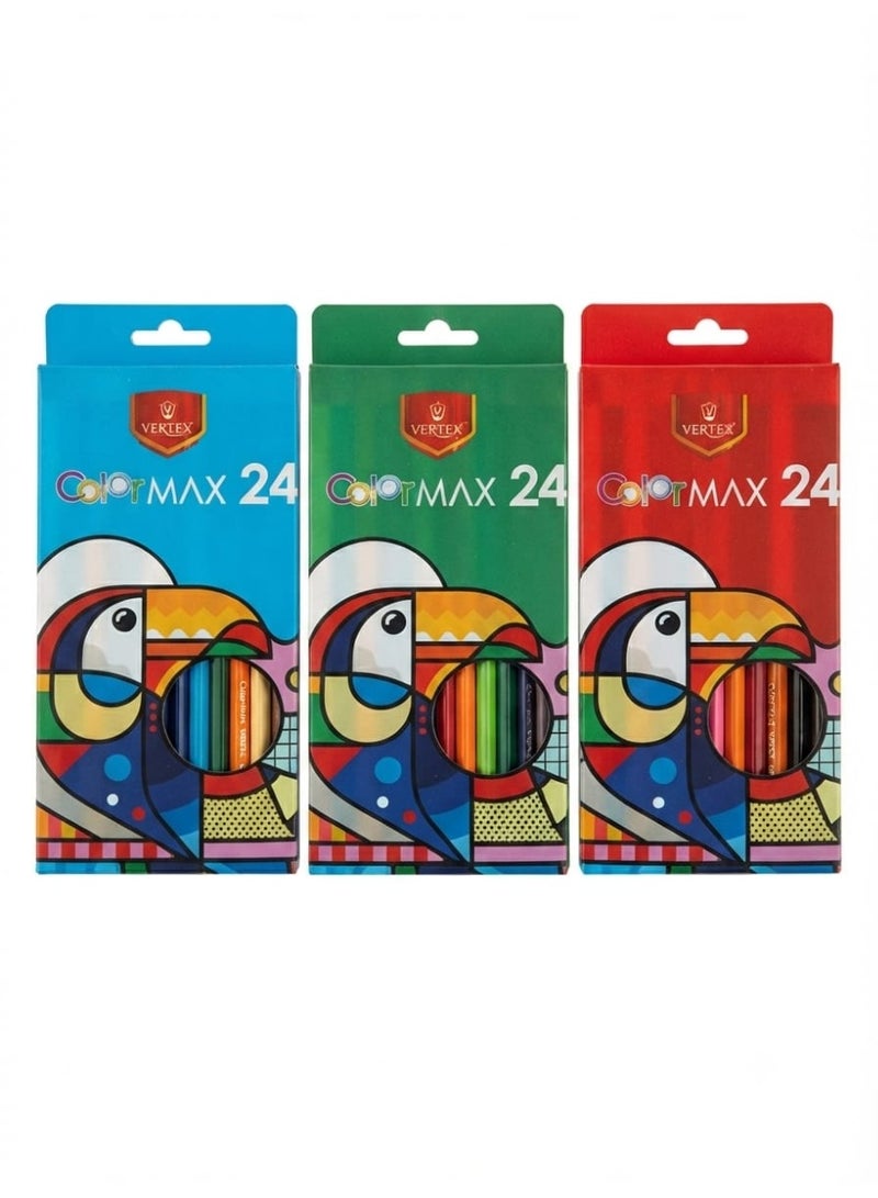 Long Colored Pencils VERTEX Pack Of 24 Color MAX NO.VS-0497