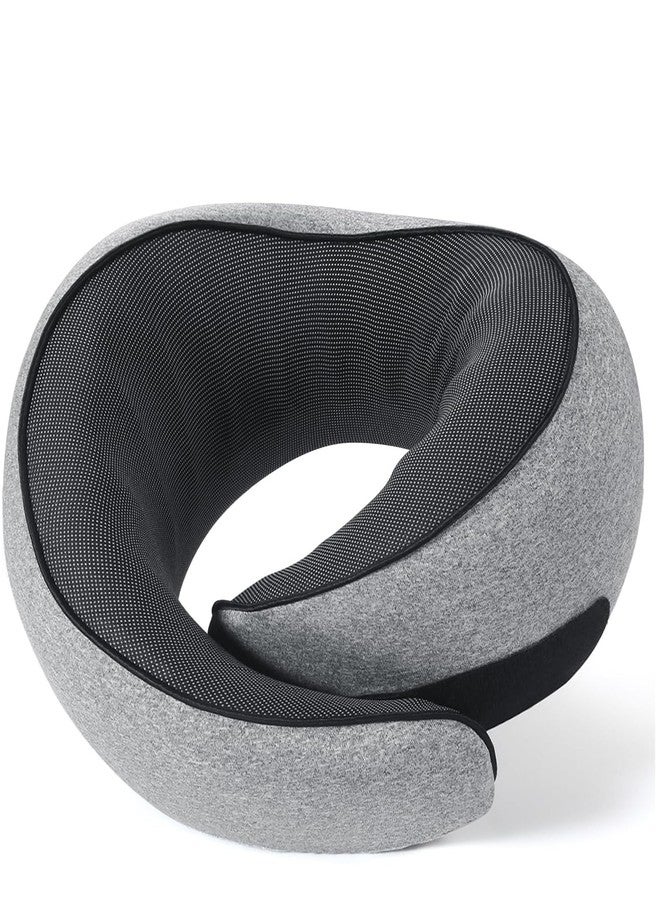نوكرلغ وسادة سفر NOCRLG، وسادة رقبة للسفر للطائرات والسيارات، وسادة سفر من إسفنج الذاكرة النقي بنسبة 100%، أساسيات النوم للرحلات الطويلة، دعم للرأس بزاوية 360 درجة، درجة الراحة والتهوية (رمادي) - Image 1