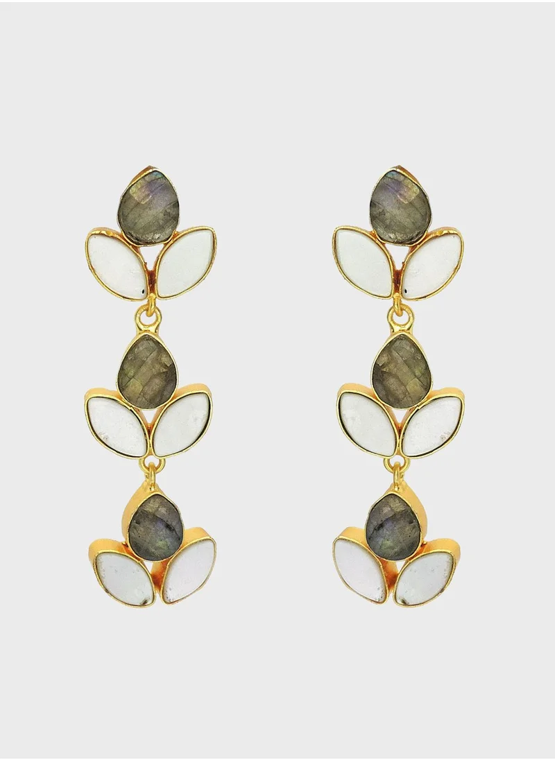 DORI Labradorite Vine Embellished Drop Earrings