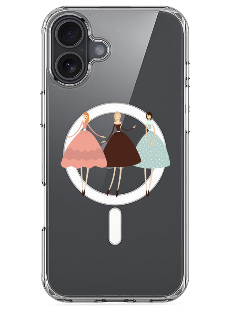 Theodor iPhone 16 Plus Magsafe Magnetic Case for iPhone Compatible with Wireless Charging, Shockproof Phone Bumper Cover - Pretty Girls Illustration - Image 1