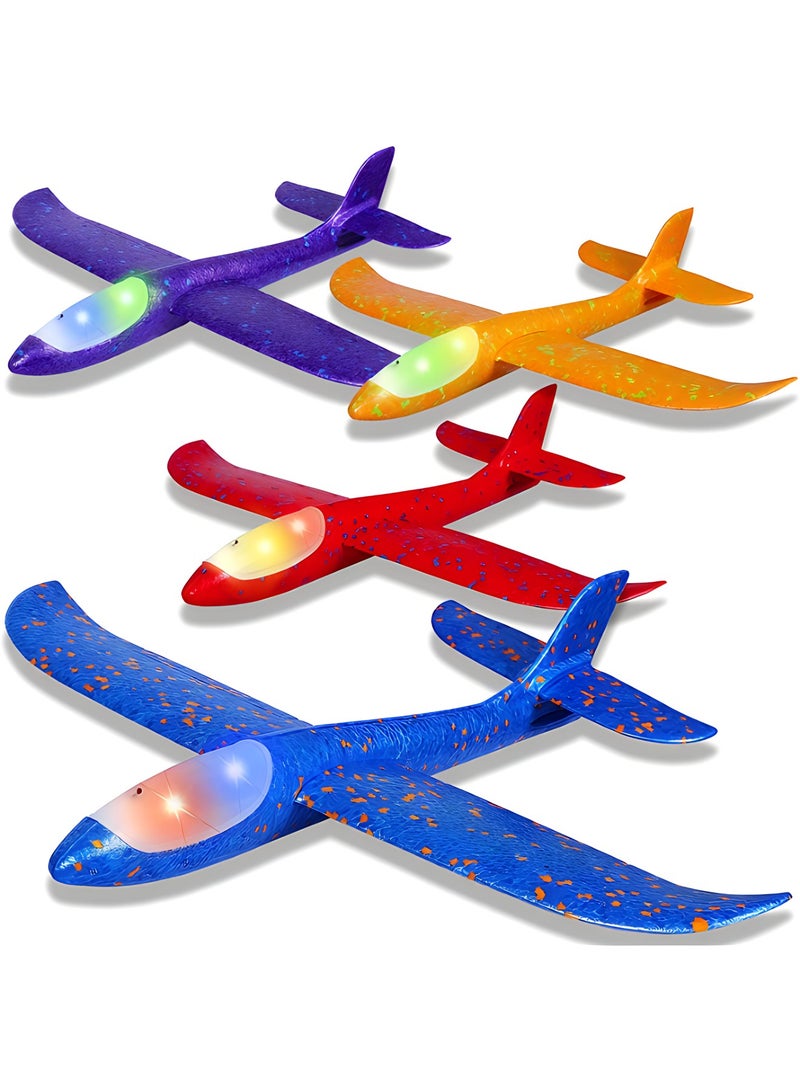 MAGIC VAULT 4 Pack LED Light Airplane Toys-17.5" Large Throwing Foam Plane-2 Flight Modes Glider Plane-Outdoor Flying Toys for Kids-Flying Toys Gift for Boys Girls 3 4 5 6 7 8 9 Years Old - Image 1