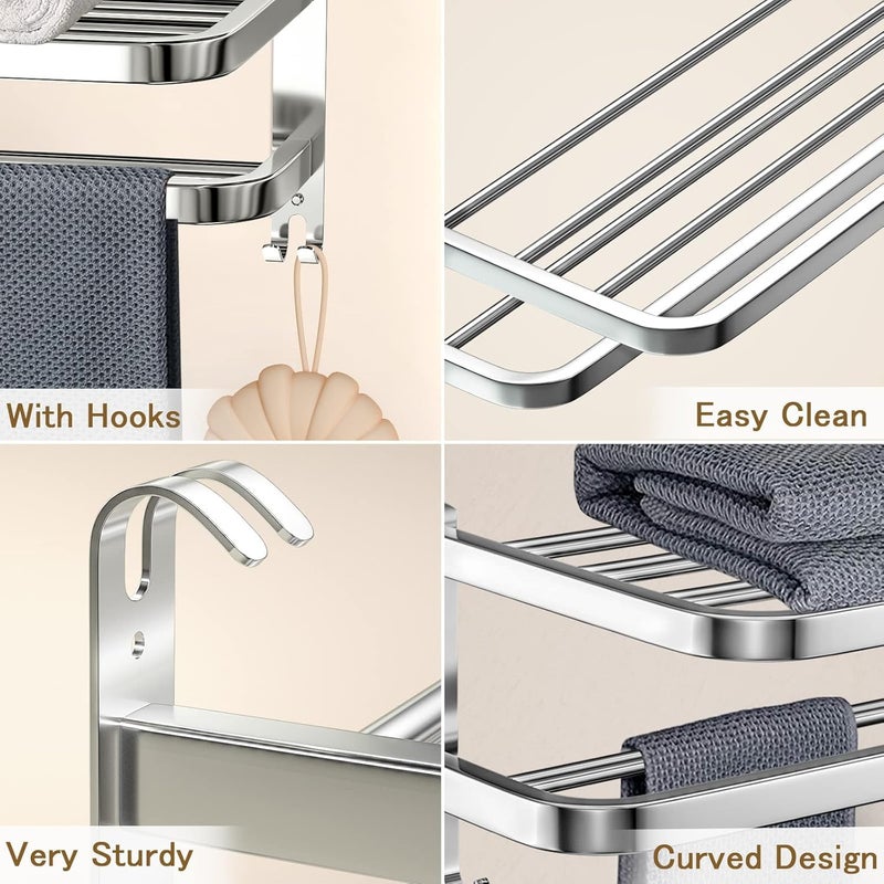 CIPLA PLAST Stainless Steel Folding Towel Rack for Bathroom/Towel Stand/Hanger/Bathroom Accessories (24 Inch) - Image 3
