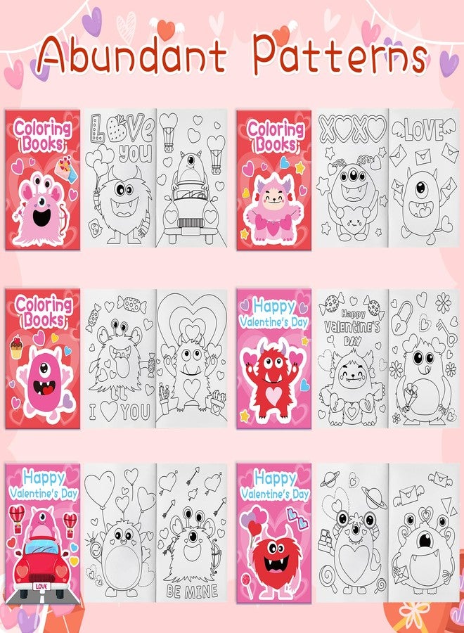 JAPBOR Valentine's Day Coloring Book - 24PCS Mini Valentine Monster Color Books Bulk for Party Favors, Sweet Romantic Themed Small Colouring Pages for Birthday Gifts Class Drawing Painting Game - Image 3