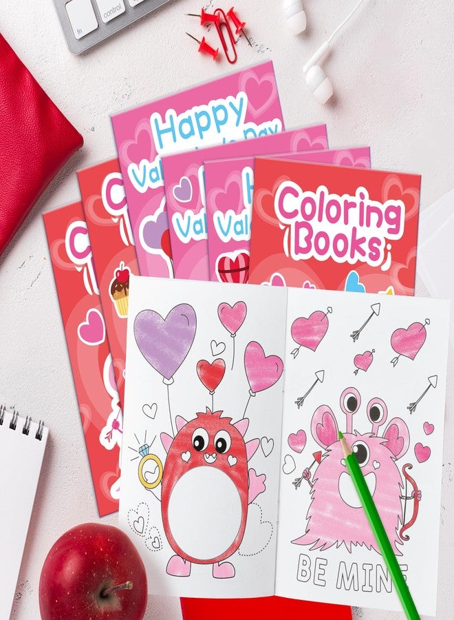 JAPBOR Valentine's Day Coloring Book - 24PCS Mini Valentine Monster Color Books Bulk for Party Favors, Sweet Romantic Themed Small Colouring Pages for Birthday Gifts Class Drawing Painting Game - Image 5