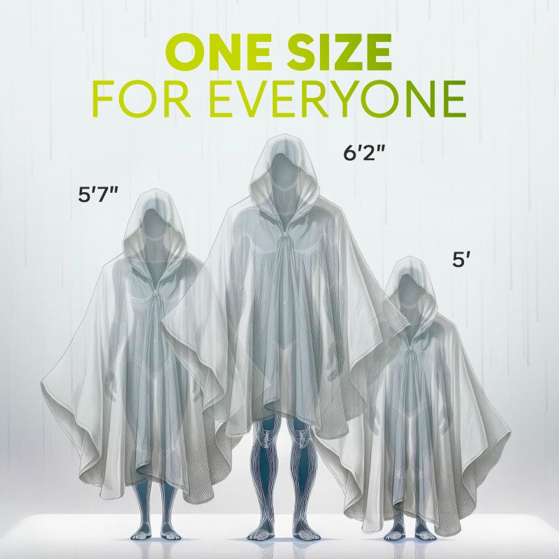 ZENO Disposable Rain Ponchos for Adults - Clear Ponchos with Hood, Compact and Clear, Emergency Poncho - Rain Poncho - Ponchos Adult - Travel Rain Poncho Hiking, Camping - Ponchos Bulk (Pack of 4) - Image 3