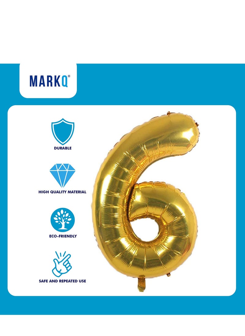 MARKQ 40 inch Number Balloons, Large Gold Foil Helium Balloons for Anniversary Wedding Birthday Party Decoration Supplies (Number 6) - Image 3