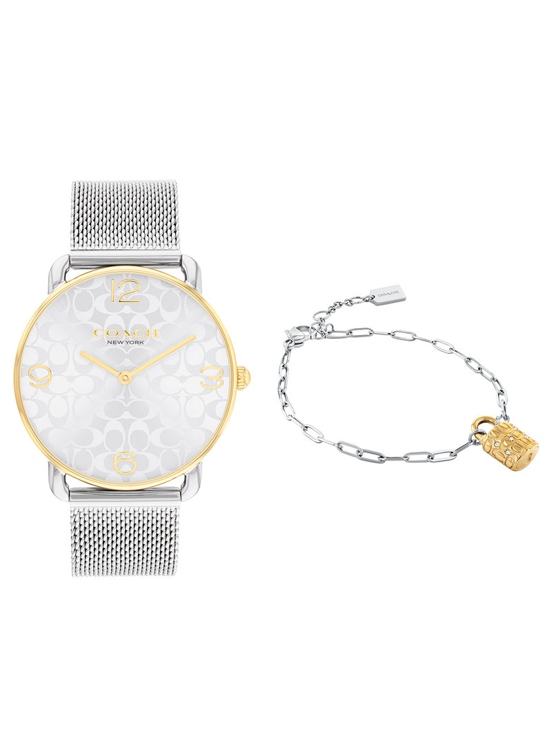 COACH COACH ROUND ANALOG WOMEN'S SILVER WHITE CASE WATCH - 14000117  - Image 2