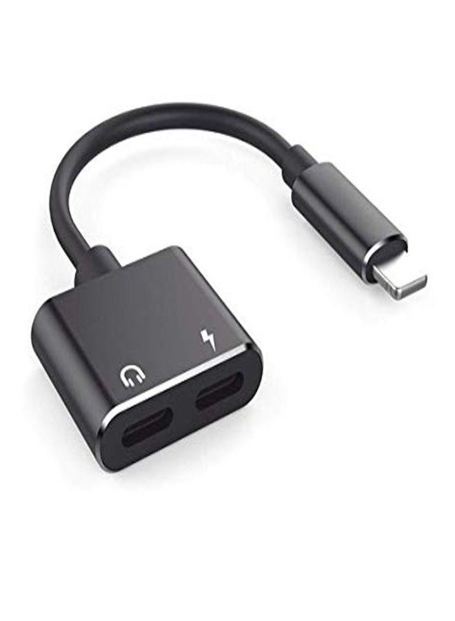 SPON Lightning Male to Dual Lightning Female Adapter (Audio + Charging) – 15CM, Black – 2-in-1 Splitter for iPhone - Image 3