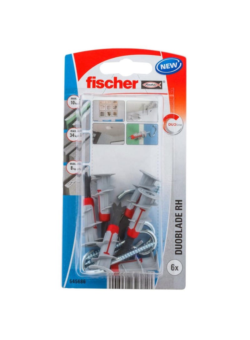 Fischer DuoBlade Plasterboard Fixing W/ Round Hook Pack 6Pcs