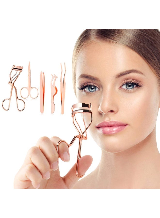 Generic 5 Pack Eyelash Applicators, Fake Eyelash Applicators, Eyebrow Curlers, Eyebrow Clippers Set (Rose Gold)  - Image 3