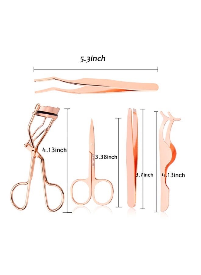 Generic 5 Pack Eyelash Applicators, Fake Eyelash Applicators, Eyebrow Curlers, Eyebrow Clippers Set (Rose Gold)  - Image 4