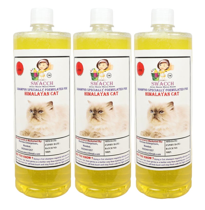 swacch Himalayan Cat Shampoo + Rubber Musical Ball I Chew Playing Rubber Ball I Interactive Cat Toy Balls I Training & Play I Combo Pack I 1 Litre Pack of 3 Lemon - Image 2