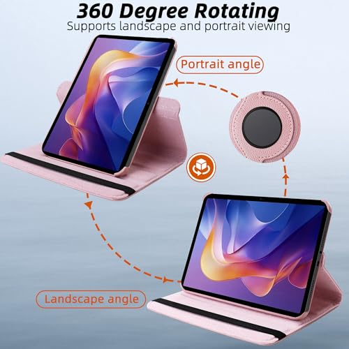 TGK 360 Rotatable Smart Flip Cover for Xiaomi Redmi Pad 2 11 inch Tablet Case (Rose Gold) - Image 4