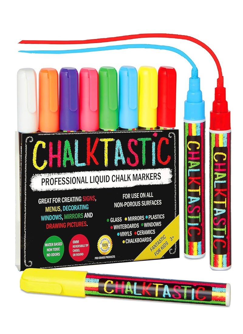Chalkboard markers set of 8 washable erasable chalk ink dry erase pens for school chalkboard menu board & glass car window neon pastel white chalk pens gifts for artists