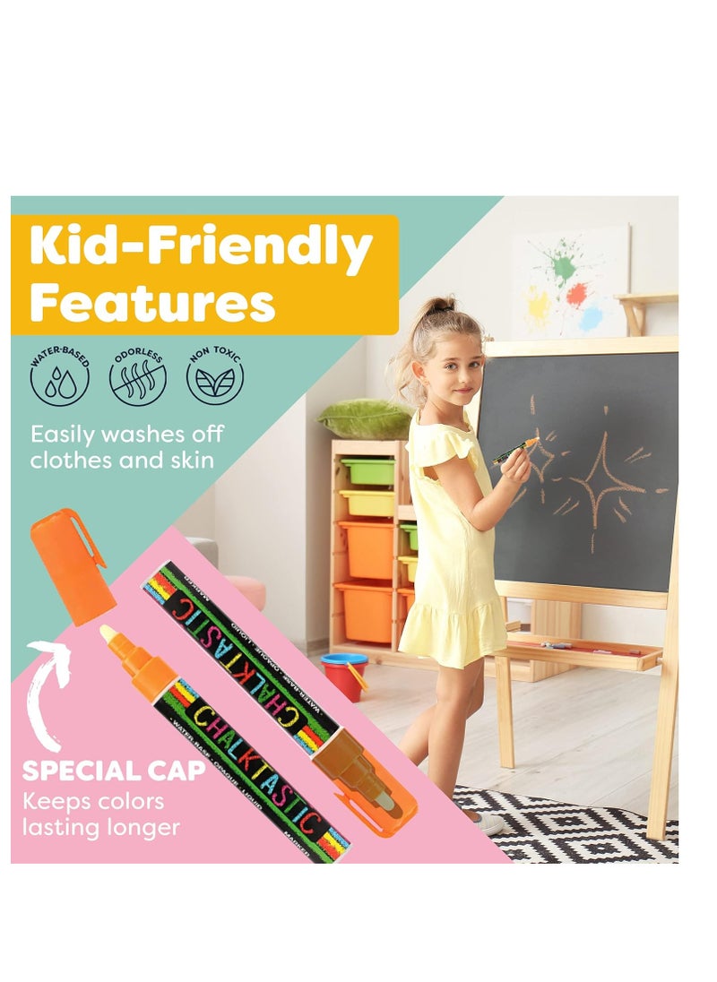 Chalkboard markers set of 8 washable erasable chalk ink dry erase pens for school chalkboard menu board & glass car window neon pastel white chalk pens gifts for artists