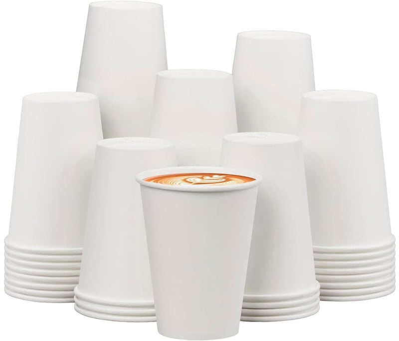 ECOEXTRA Coffee Cups 12 oz 300 Pack, 12 oz Paper Cups, Hot Beverage Drinking Cups, White Paper Hot Disposable Coffee Cups, Suitable for Party, Picnic, Travel, and Events - Image 1