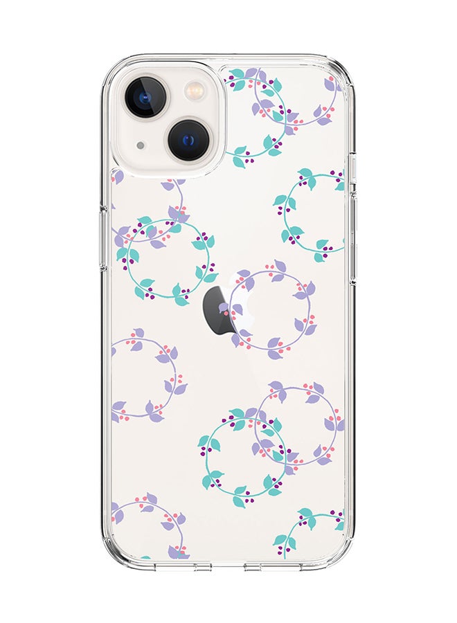 Classic Clear for Apple iPhone 14 Case Hybrid Soft Cover Flexible Edges Anti Drop TPU PC Gel Thin Transparent Cover [ Designed for Apple iPhone 14 ] - Floral Wreath