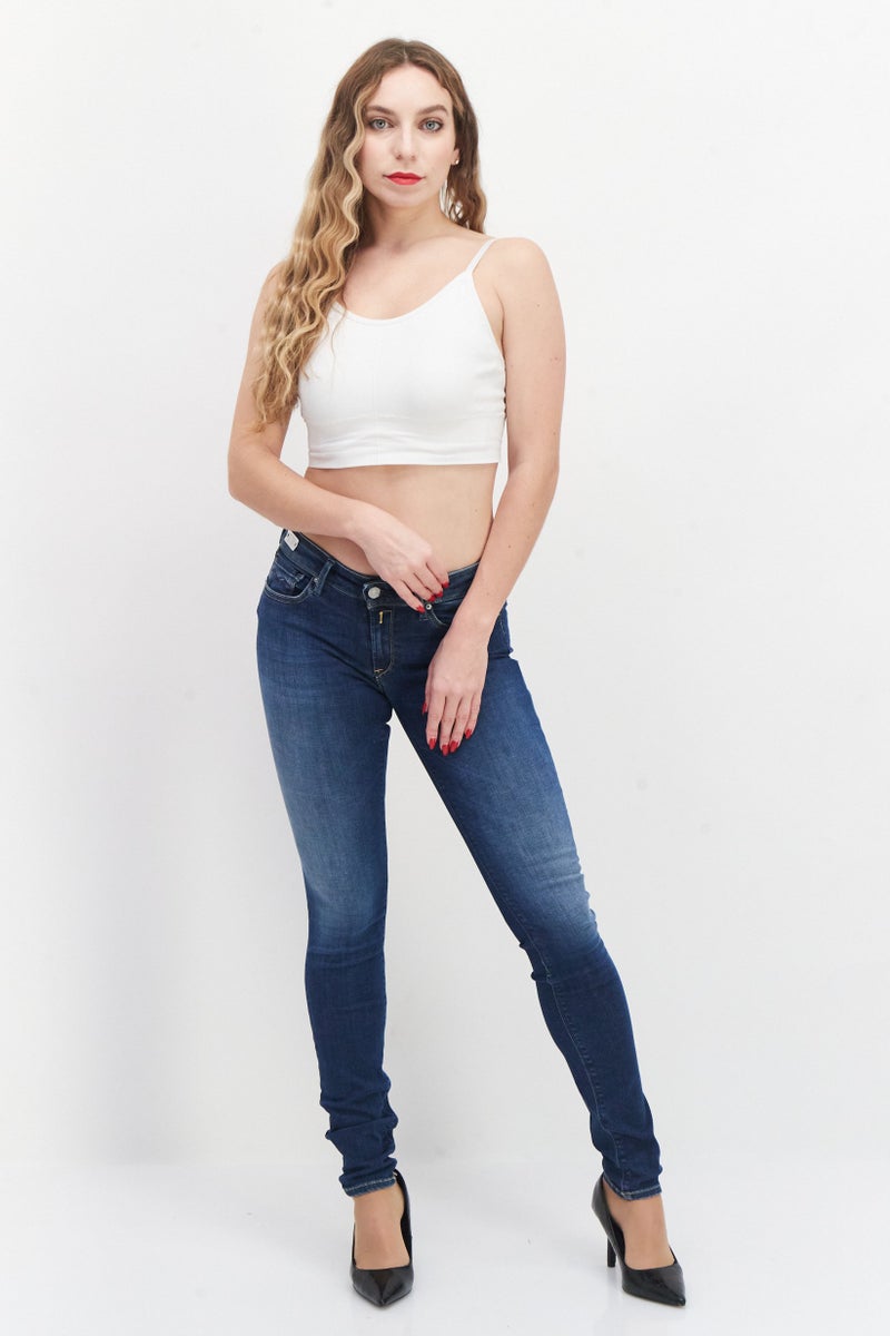 Replay Women Skinny Fit Washed Stretchable Jeans, Blue - Image 2