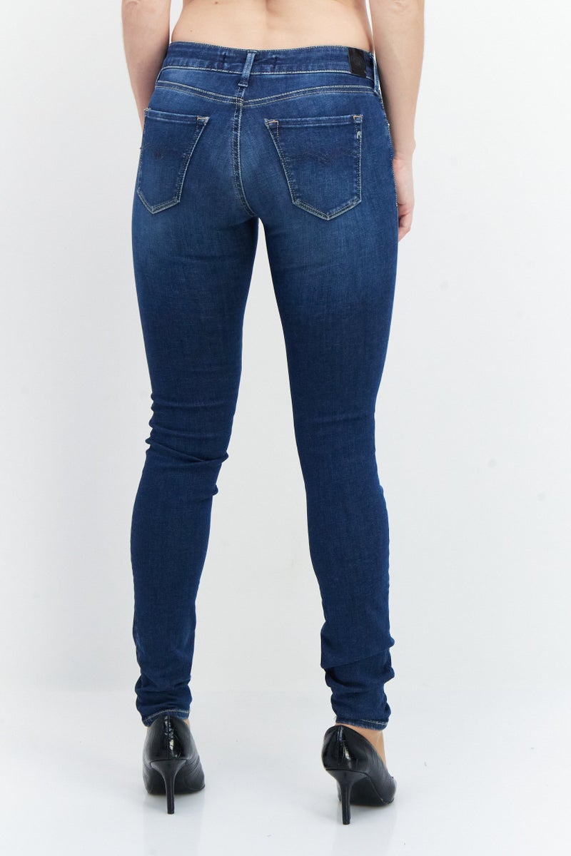 Replay Women Skinny Fit Washed Stretchable Jeans, Blue - Image 4