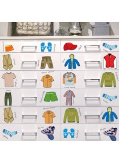 Chinco 4 Sheets (32 Count) Removable Dresser Clothing Decals For Wardrobe Clothing Classification Label Clothing Sort Stickers For Kids Wardrobe Drawer Organizing Home Bedroom Decoration (Boy Style)  - Image 2