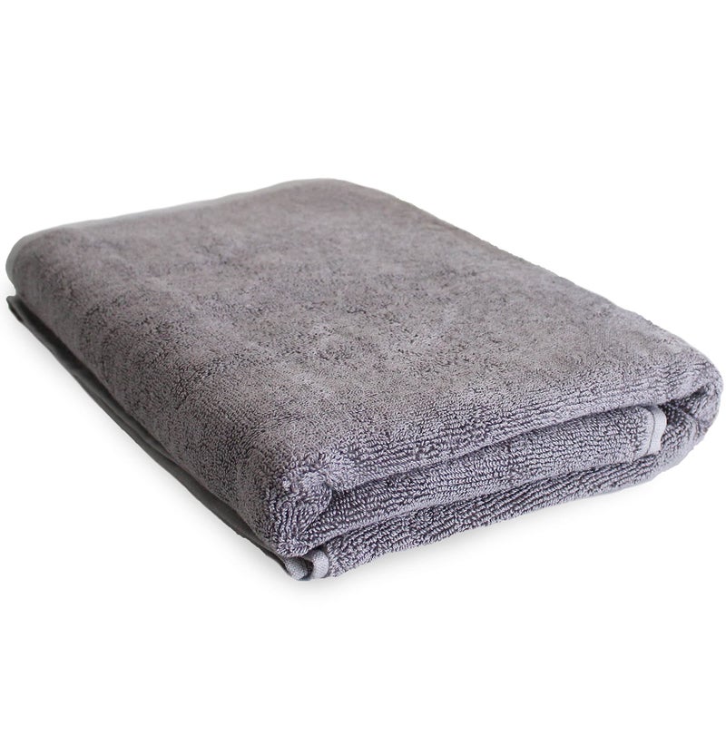 AUXIMPRO Bamboo Bath & Swim Towel, Super Absorbent & Soft, Antibacterial, 600 GSM, Full Size 140 cm x 70 cm, Grey - Image 1