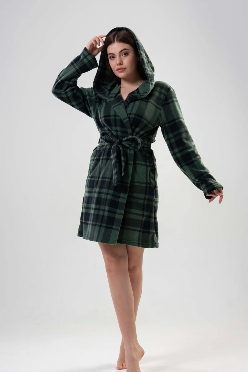 فينيتا Women's Short Green Fleece Dressing Gown 201024-0357