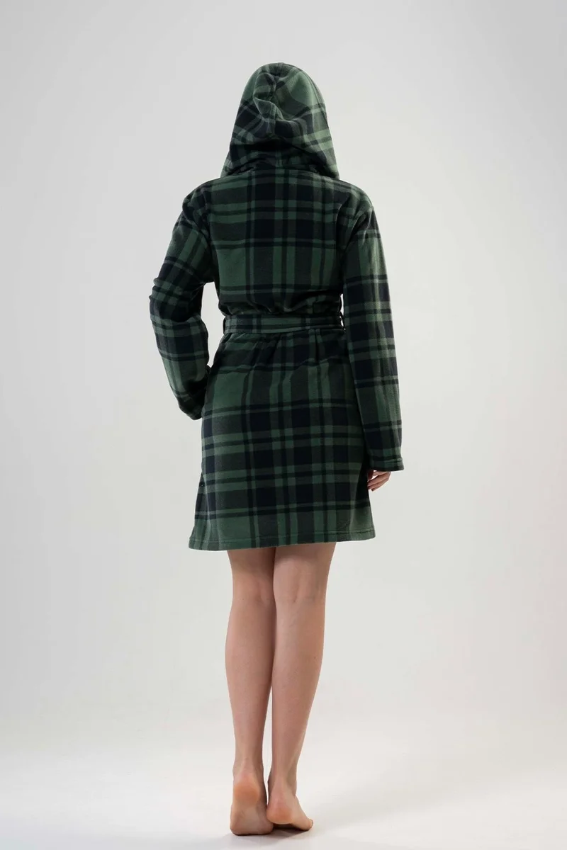 فينيتا Women's Short Green Fleece Dressing Gown 201024-0357