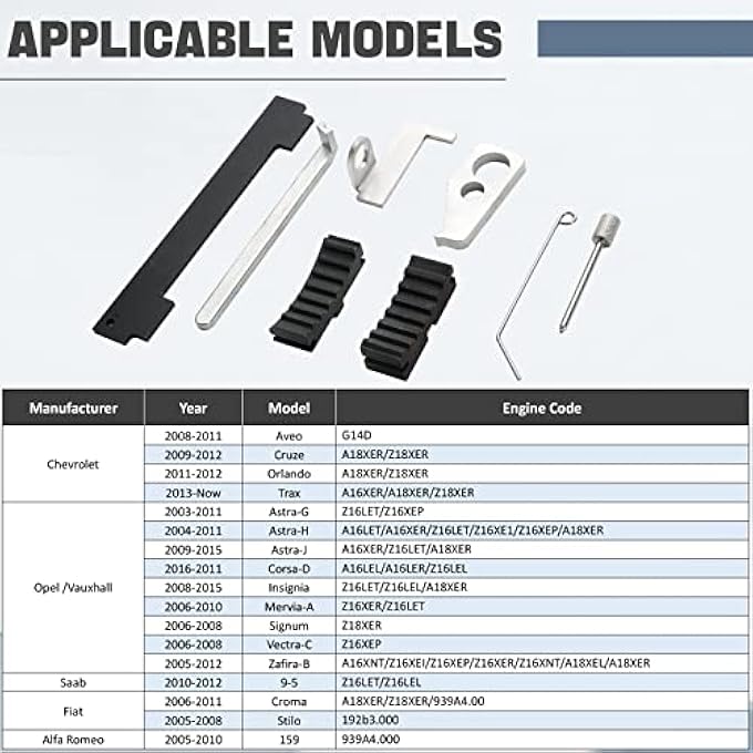 rayihni Engine Camshaft Tensioning Locking Alignment Kit Timing Belt Tool Compatible With Chevy Cruze Aveo Alfa Romeo 16V 14 16 18 En6340 - Image 3