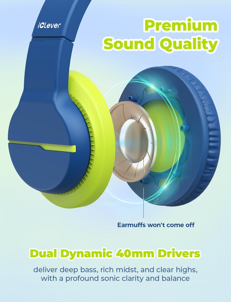 iClever USB C Headphones for Kids, Over-Ear for Boys Girls, Safe Volume 85dBA, Foldable Wired Kids Headphones for iPad, HS19S - Image 3