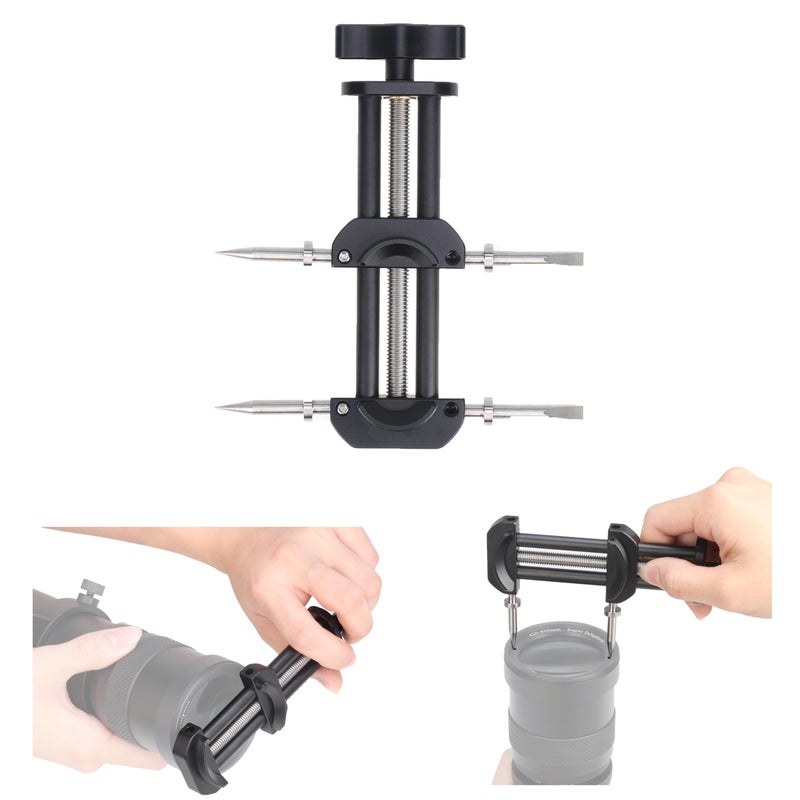 Fotga Metal Camera Lens Vise Tool Kit with Flat & Pointed Tips for Lens Repair Dented Filter Ring Thread Restoration Spanner Set with 12-90mm Adjustable Jaw for Diameter 22-105mm Lens Filter Ring - Image 1