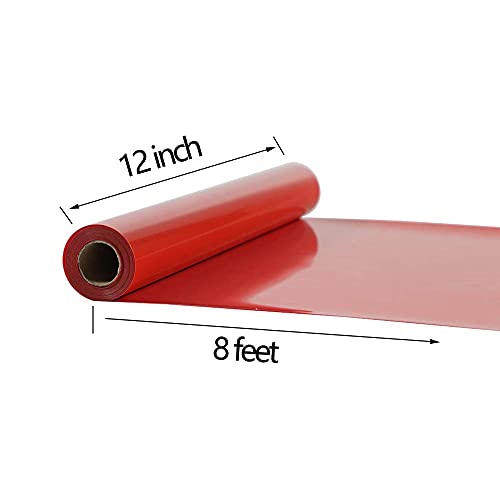 TUMIYA Red Heat Transfer Vinyl HTV Rolls, 12" x 8ft Red Iron on Vinyl for T-Shirt, Glossy Adhesive HTV Vinyl for Heat Press DIY Design Easy to Cut - Image 2