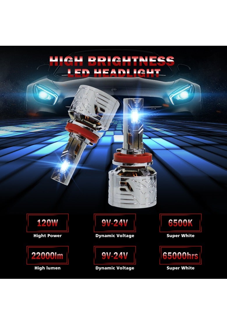 Generic LED headlight, H4/9003 Driving Fog Bulbs, 22000LM Super Bright, H4 Bulbs, Easy Plug-N-Play or Fog Bulbs, 6500K Cool White 65000HRS Running Lights with Cooling Fan, Pack of 2  - Image 2