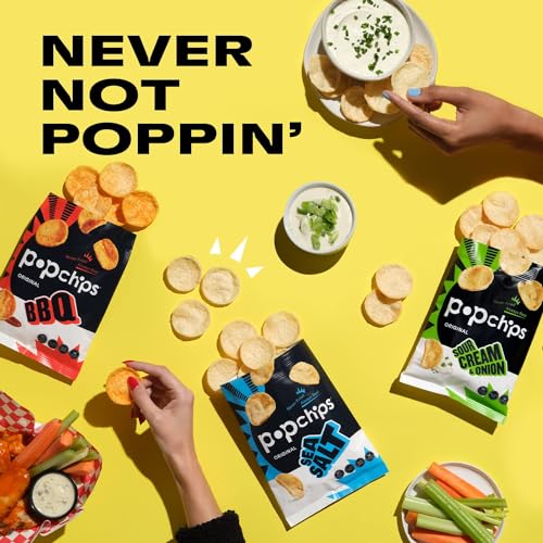 Popchips Potato Chips Variety Pack, Single Serve 0.8 Ounce Bags (Pack of 24), 4 Flavors: 8 Sea Salt, 8 BBQ, 4 Sour Cream & Onion, 4 Salt & Vinegar - Image 2