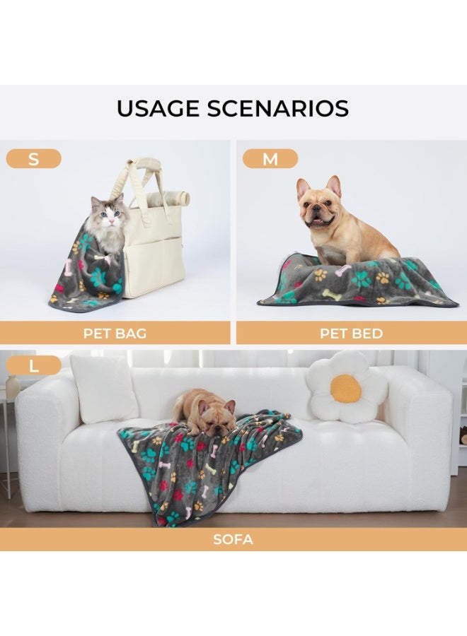 1 Pack 3 Blankets Fluffy Premium Fleece Pet Blanket Flannel Paw Printed Throw for Dog Cat(Medium 30x20'', Grey) - Image 5