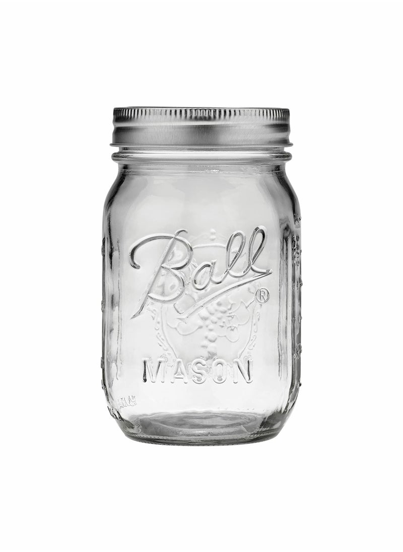 SYOSI Ball Wide Mouth Mason Jars (16 oz/Capacity) [6 Pack] with Airtight lids and Bands. For Canning, Fermenting, Pickling, Decor - Freezing, Microwave And Dishwasher Safe  - Image 1