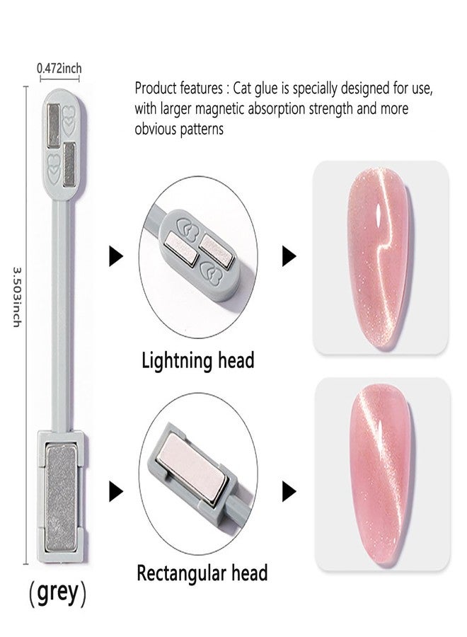 SILPECWEE 3Pcs Cat Eye Magnet for Nails Gel Nail Polish Magnet Wand Nail Art Magnetic Nail Polish Double-Headed Magnets Sticks Cat Eye Nail Design Tools Nail Art Accessories - Image 4