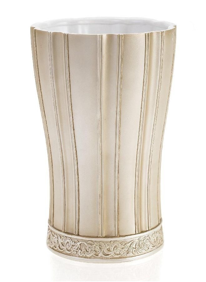 Creative Scents - Creative Scents Bathroom Trash Can - Decorative Bathroom Wastebasket - Durable Waste Bin - Space Friendly Waste Basket for Bathroom, Powder Room, Bedroom Or Living Room Decor - Victoria Style (Beige) - Image 1