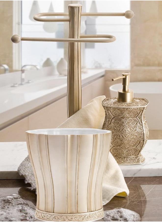 Creative Scents - Creative Scents Bathroom Trash Can - Decorative Bathroom Wastebasket - Durable Waste Bin - Space Friendly Waste Basket for Bathroom, Powder Room, Bedroom Or Living Room Decor - Victoria Style (Beige) - Image 1