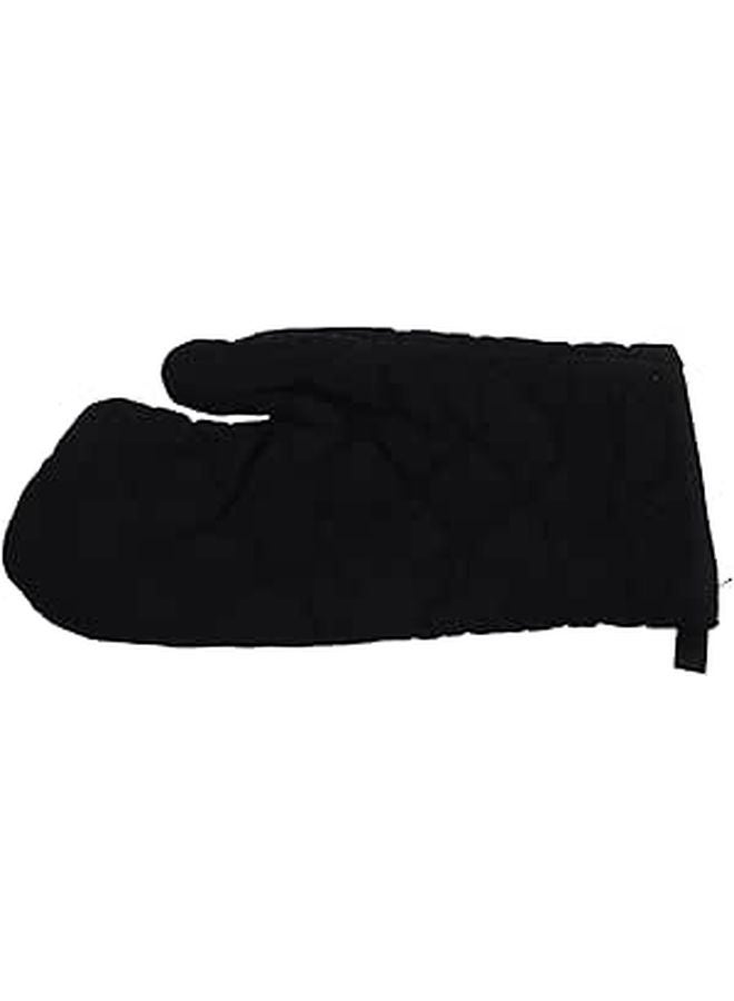 Black Thick Cotton Heat Resistant Oven Mitt Glove For Baking Grilling Cooking - Image 1