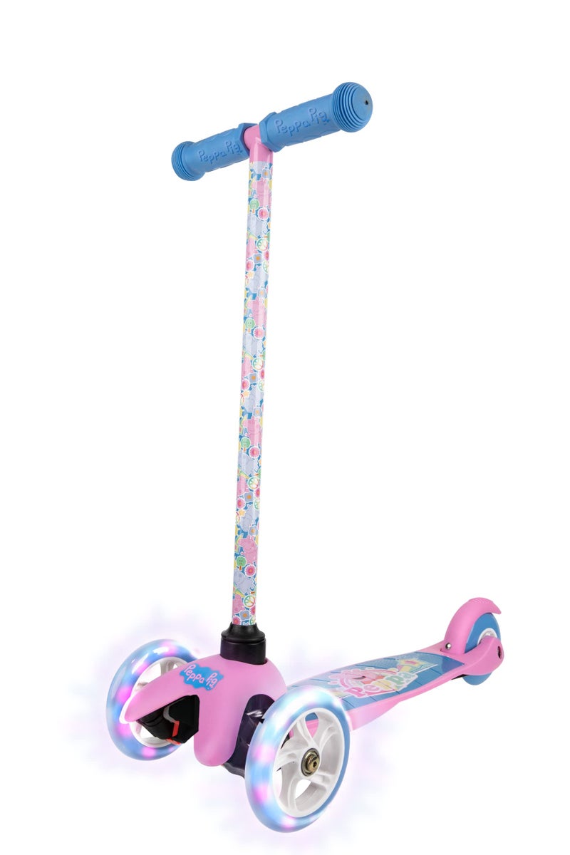 SAKAR Peppa Pig Self Balancing Kick Scooter with Light Up Wheels, Extra Wide Deck, 3 Wheel Platform, Foot Activated Brake, 75 lbs Limit, Kids & Toddlers Girls or Boys, for Ages 3 and Up (AST483084-BLU-STK-1) - Image 1