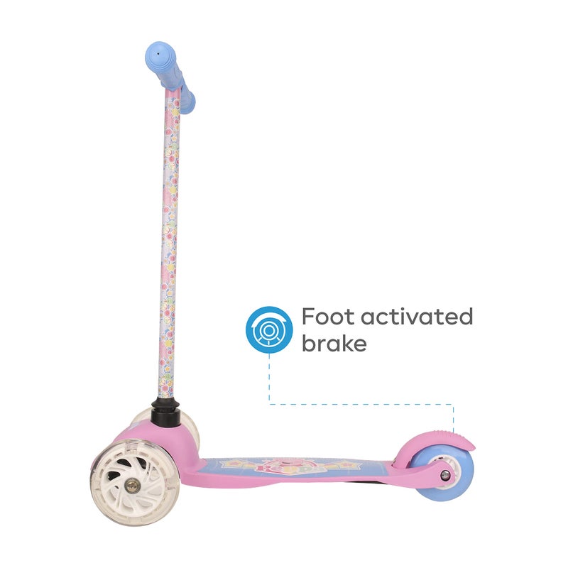 SAKAR Peppa Pig Self Balancing Kick Scooter with Light Up Wheels, Extra Wide Deck, 3 Wheel Platform, Foot Activated Brake, 75 lbs Limit, Kids & Toddlers Girls or Boys, for Ages 3 and Up (AST483084-BLU-STK-1) - Image 3
