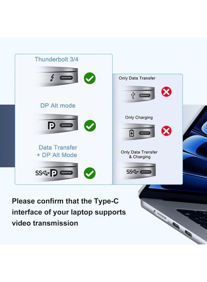 موزع 3 في 1 من النوع C، USB من النوع C إلى HDTV 4K + Type-C PD 100W شحن سريع + USB 3.0 يدعم نقل البيانات بسرعة عالية تصل إلى 5 جيجابت في الثانية (5120 ميجابت في الثانية) محول متعدد المنافذ - Image 3