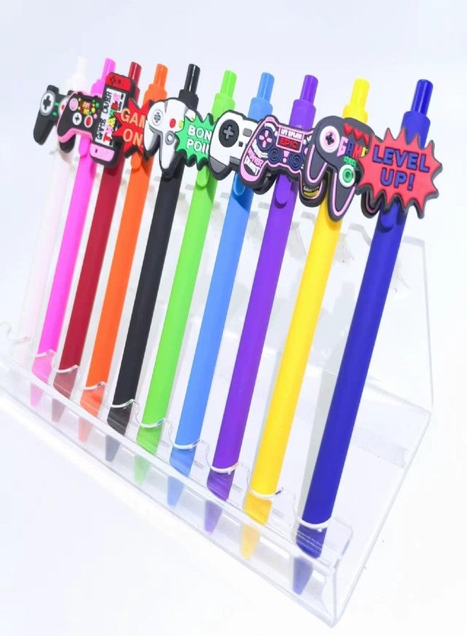 QFSH 10Pcs Creative Game Controller Design Silicone Topper Ballpoint Pens Fun Writing Pen for School Office Supplies 1mm Black Ink (Multicolor) - Image 1