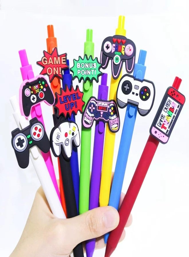QFSH 10Pcs Creative Game Controller Design Silicone Topper Ballpoint Pens Fun Writing Pen for School Office Supplies 1mm Black Ink (Multicolor) - Image 3