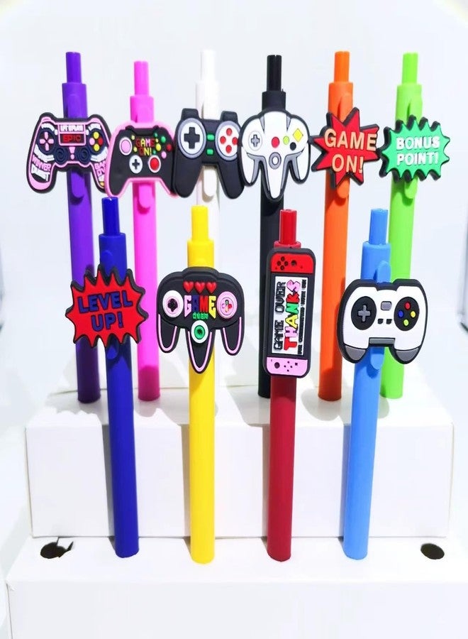 QFSH 10Pcs Creative Game Controller Design Silicone Topper Ballpoint Pens Fun Writing Pen for School Office Supplies 1mm Black Ink (Multicolor) - Image 2